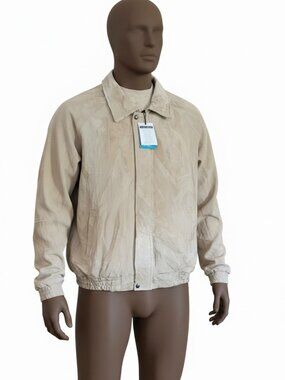 NWT Leather Works vintage Men's Tan  genuine leather patchwork Jacket zipper 3XL
